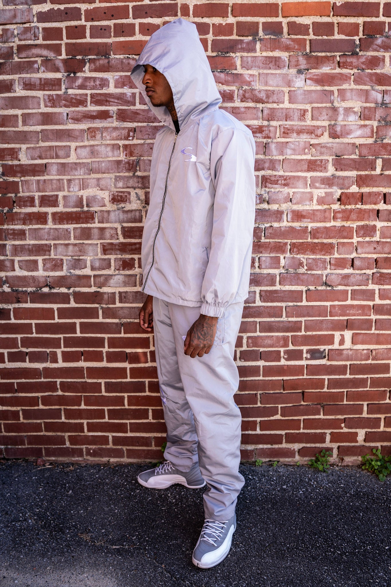 Grey Scaype Embroidered Suit