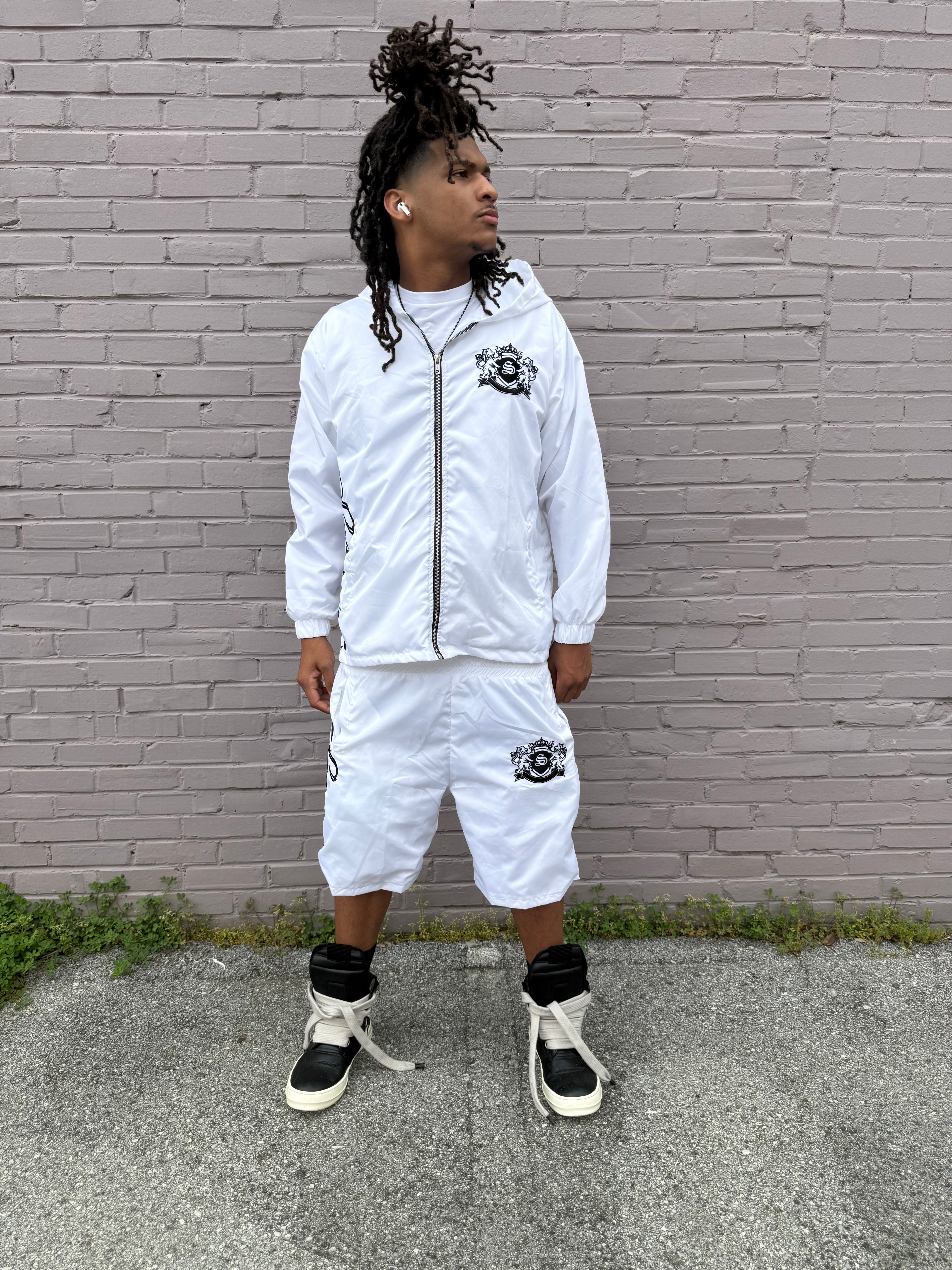 White and Black Scaype Short Embroidered Set
