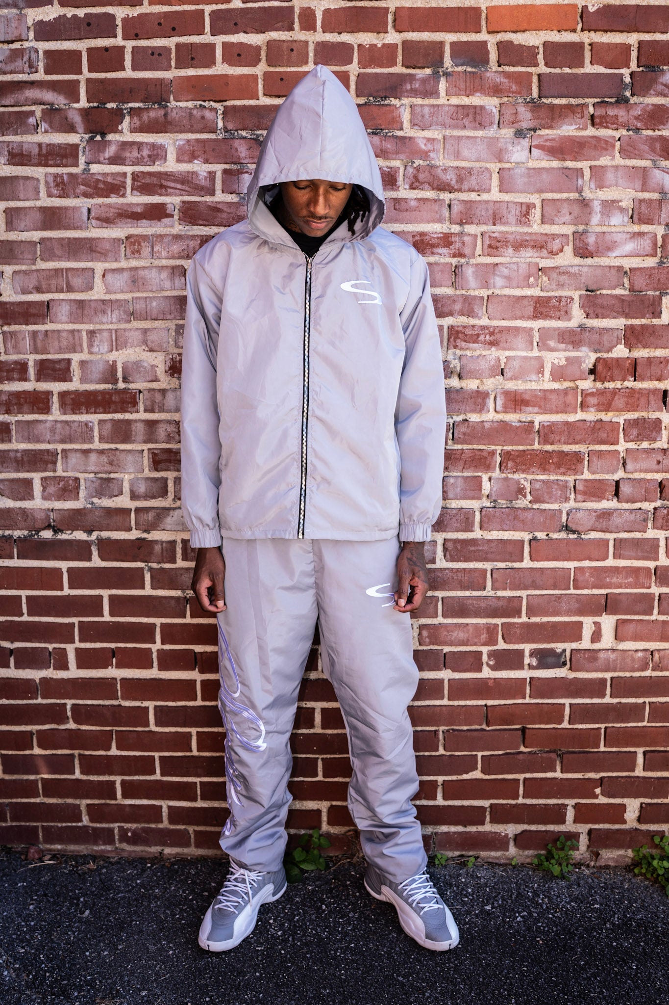 Grey Scaype Embroidered Suit