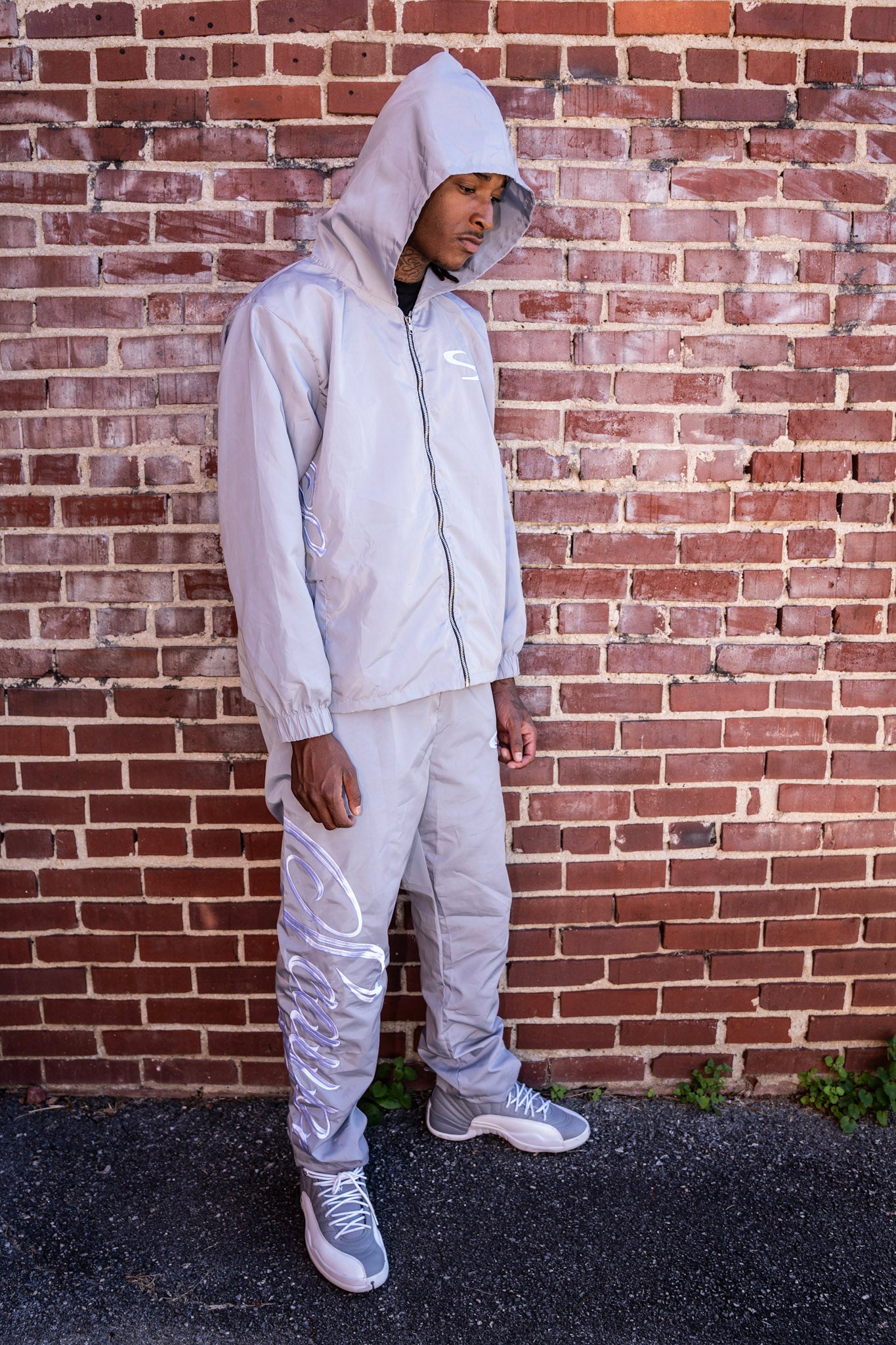 Grey Scaype Embroidered Suit