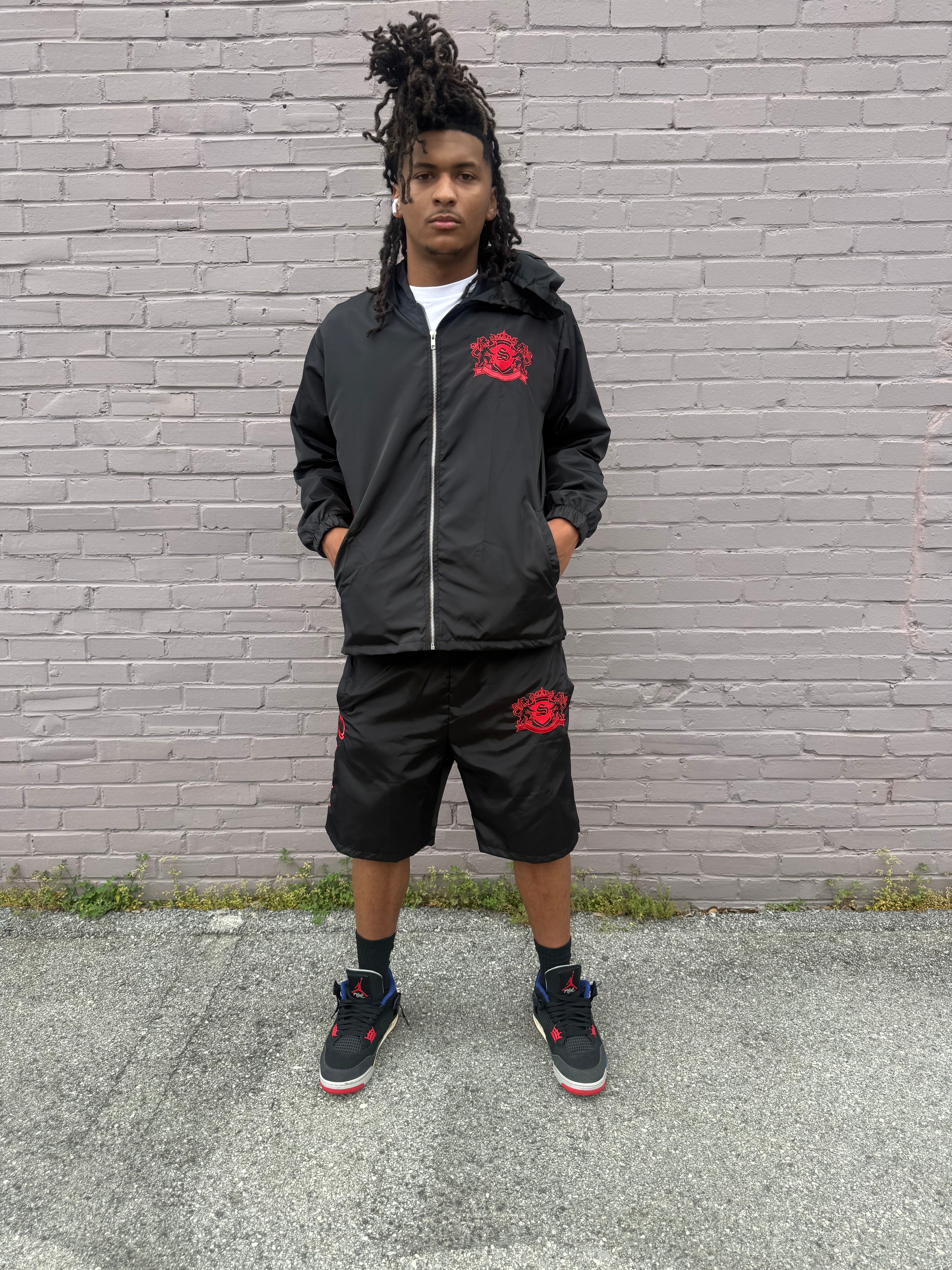 Black and Red Embroidered Scaype Suits