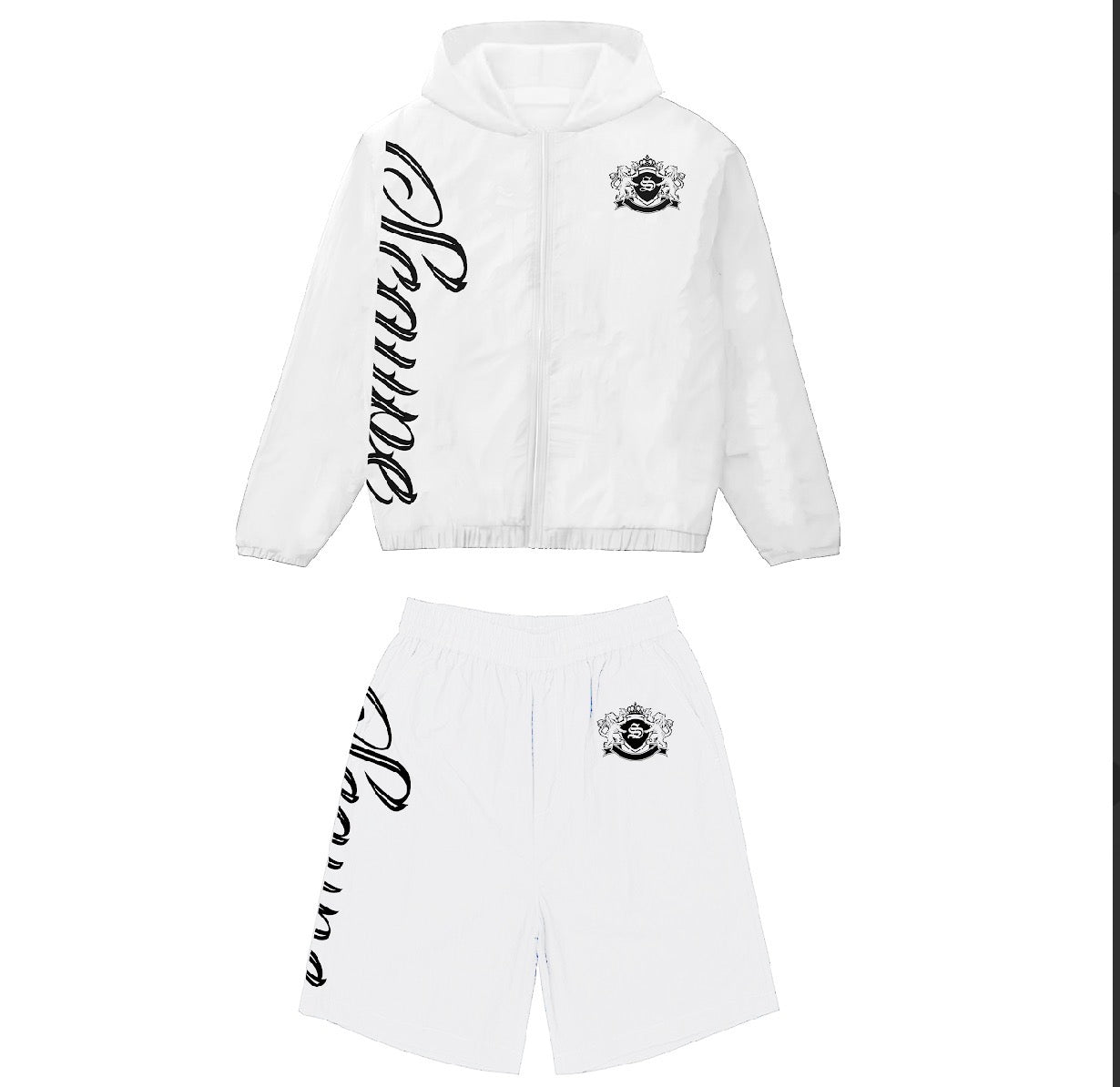 White and Black Scaype Short Embroidered Set